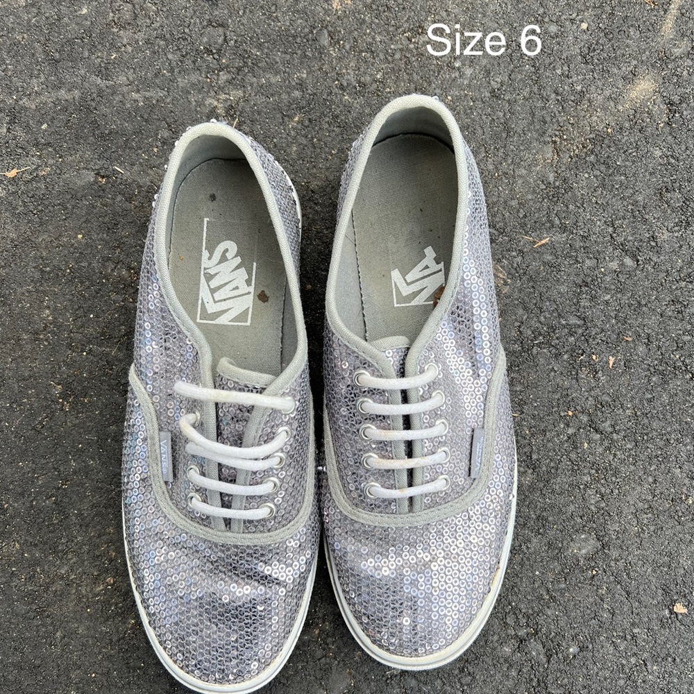Sparkly Silver Vans